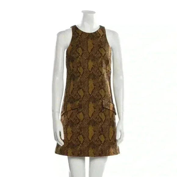 Joie Shift Dress XXS yellow and black animal print, oversized, sleeveless, good - Picture 4 of 8